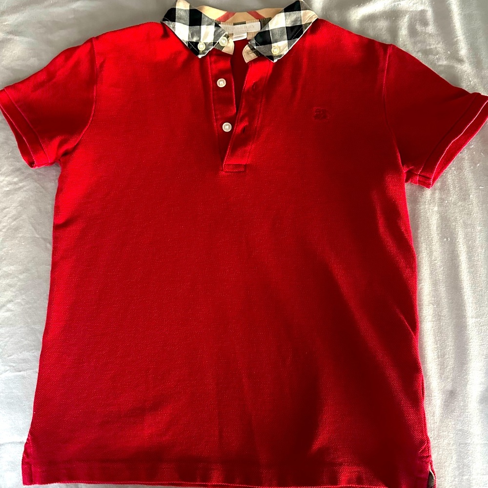 Burberry red boys polo size 10y